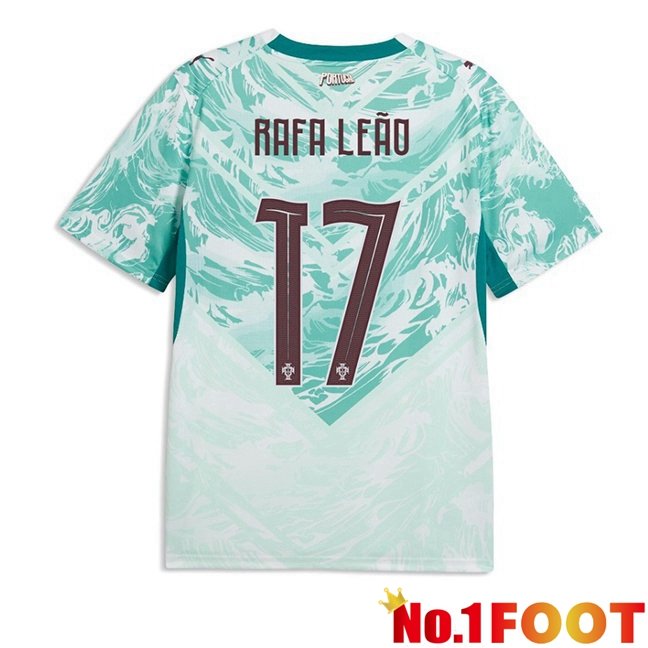 Portugal (Rafa Leão 17) Away Soccer Jersey Green White World Cup 2026