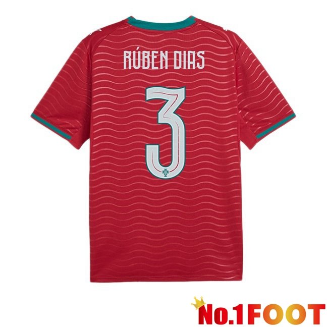 Portugal (Rúben Dias 3) Home Soccer Jersey Red World Cup 2026