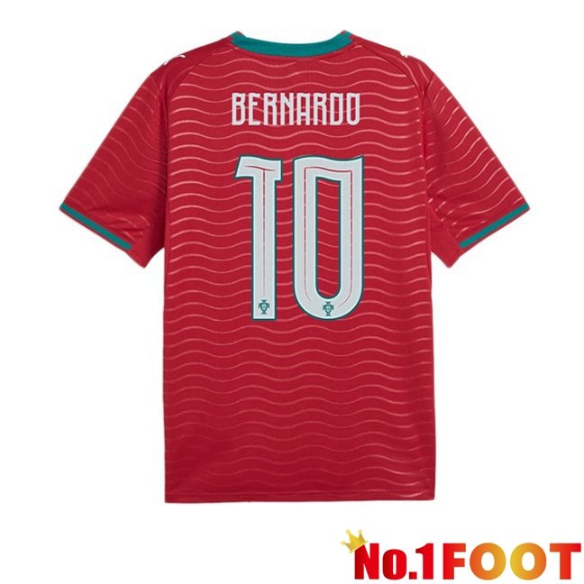 Portugal (Bernardo 10) Home Soccer Jersey Red World Cup 2026