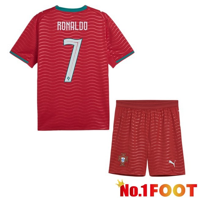 Portugal (RONALDO 7) Kids Home Soccer Jersey Red World Cup 2026
