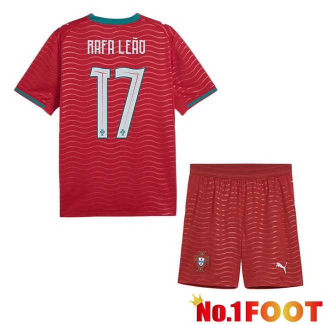 Portugal (Rafa Leão 17) Kids Home Soccer Jersey Red World Cup 2026
