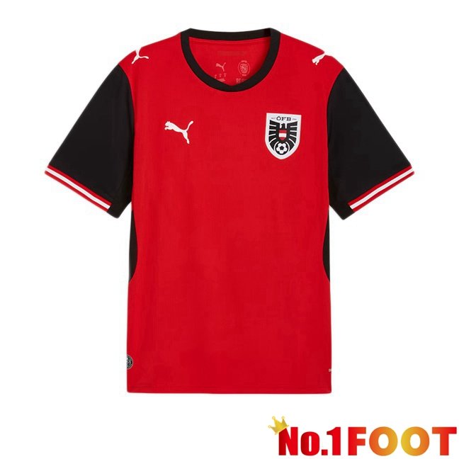 Austria Home Soccer Jersey Red Black World Cup 2026