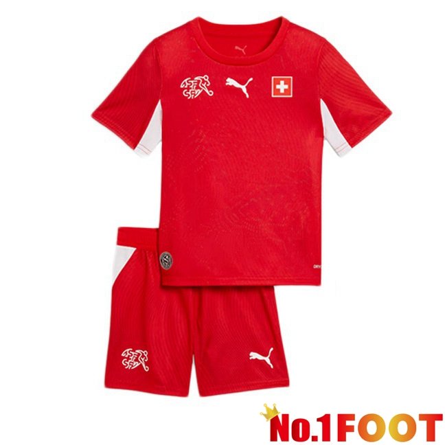 Switzerland Kids Home Soccer Jersey Red World Cup 2026