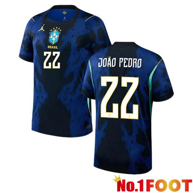 Brazil (JOAO PEDRO 22) Away Soccer Jersey Blue Royal World Cup 2026