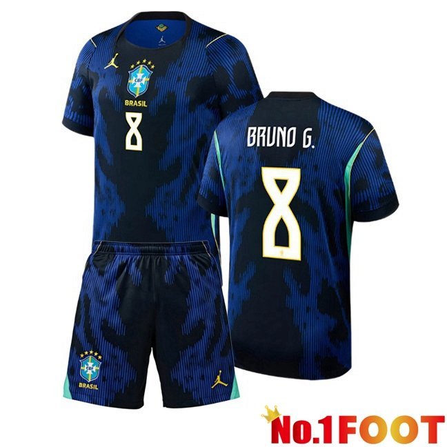 Brazil (BRUNO G. 8) Kids Away Soccer Jersey Blue Royal World Cup 2026