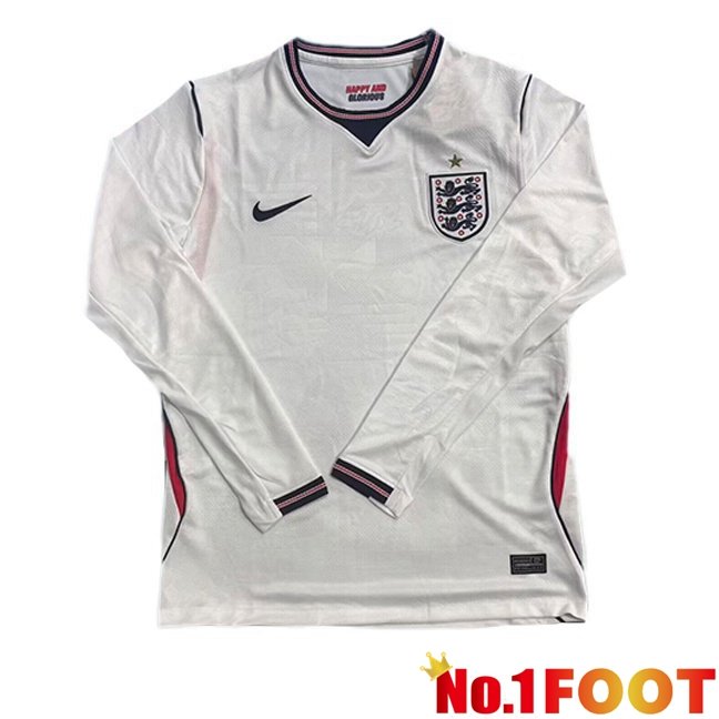 England Home Soccer Jersey Long sleeve White World Cup 2026