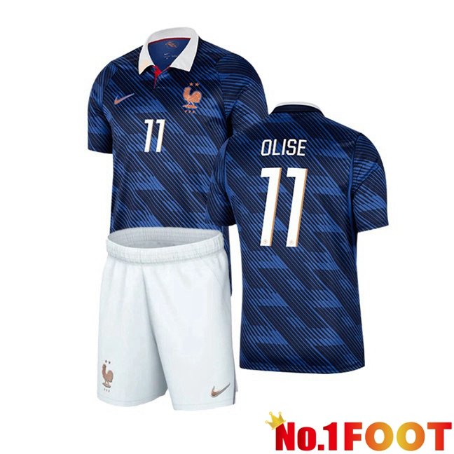 France (OLISE 11) Kids Home Soccer Jersey Blue Royal World Cup 2026