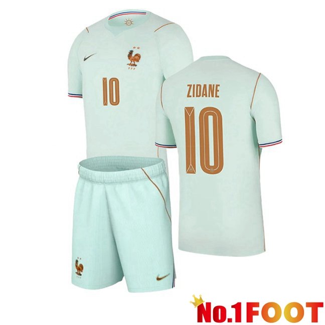 France (ZIDANE 10) Kids Away Soccer Jersey Green World Cup 2026