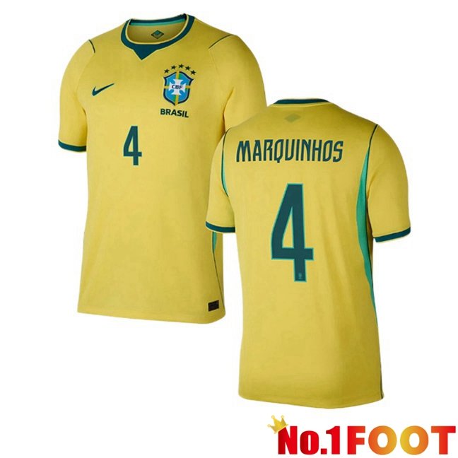 Brazil (MARQUINHOS 4) Home Soccer Jersey Yellow World Cup 2026