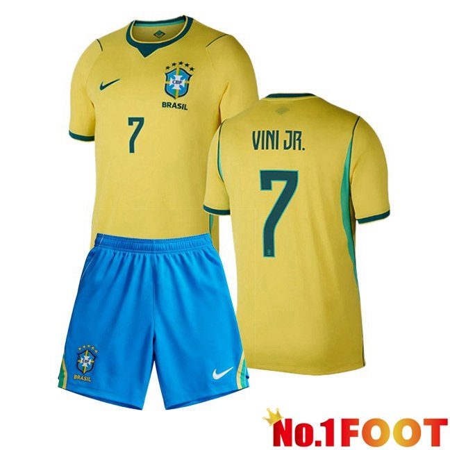 Brazil (VINICIUS JR 7) Kids Home Soccer Jersey Yellow World Cup 2026