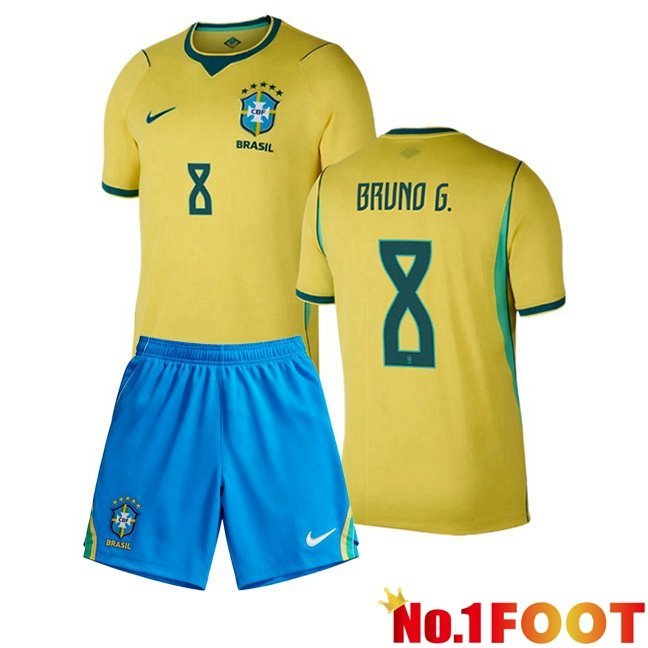 Brazil (BRUNO G. 8) Kids Home Soccer Jersey Yellow World Cup 2026