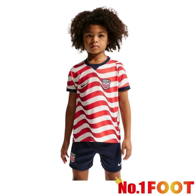USA Kids Home Soccer Jersey Red White World Cup 2026
