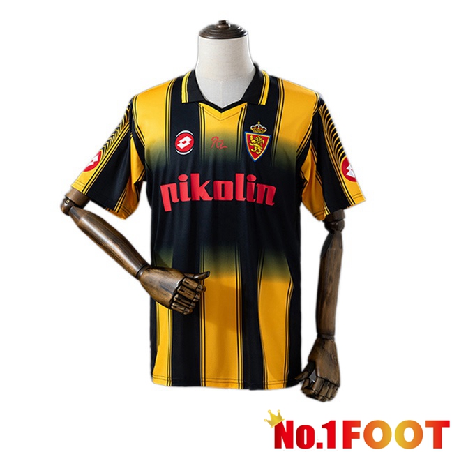 Real Zaragoza Retro Away Soccer Jersey Yellow Black 2003-2004