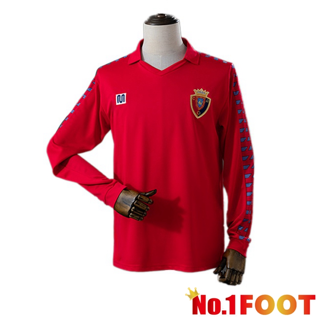 CA Osasuna Retro Home Soccer Jersey Long sleeve Red 1983-1984
