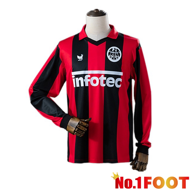 Eintracht Frankfurt Retro Home Soccer Jersey Long sleeve Red Black 1983-1984