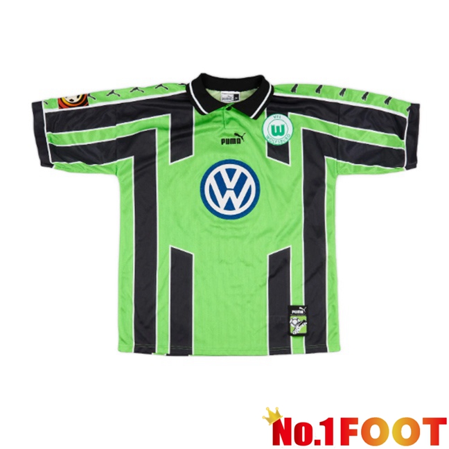 Vfl Wolfsburg Retro Away Soccer Jersey Green Black 1999-2000