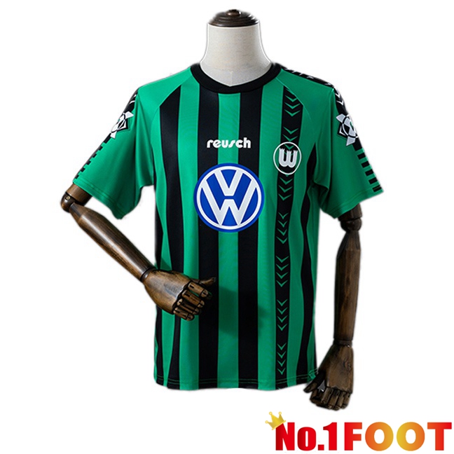 Vfl Wolfsburg Retro Away Soccer Jersey Green Black 1995-1996
