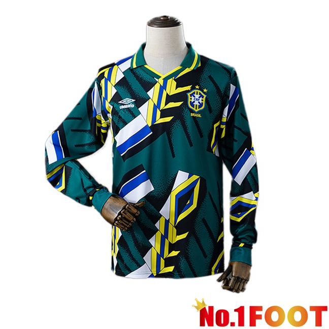 Brazil Retro Goalkeeper Soccer Jersey Long sleeve Green 1994-1995