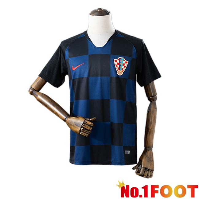 Croatia Retro Away Soccer Jersey Blue Royal 2018