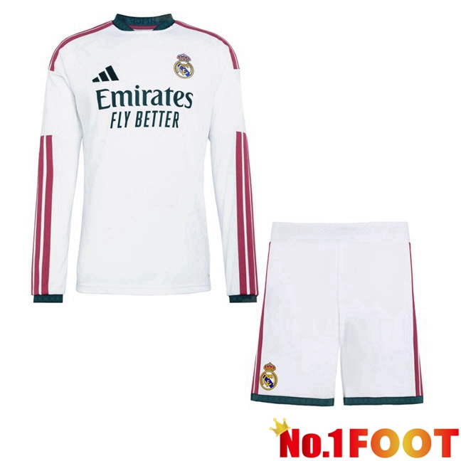 Real Madrid Kids Home Soccer Jersey Long sleeve White 2026/2027