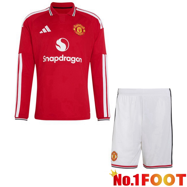 Manchester United Kids Home Soccer Jersey Long sleeve Red 2026/2027