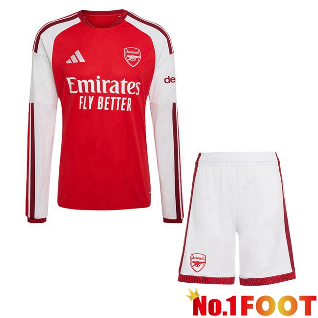 Arsenal Kids Home Soccer Jersey Long sleeve Red White 2026/2027