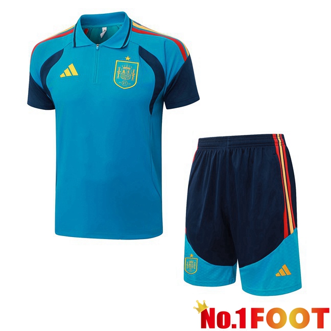 Spain Soccer Polo + Shorts Blue 2026/2027
