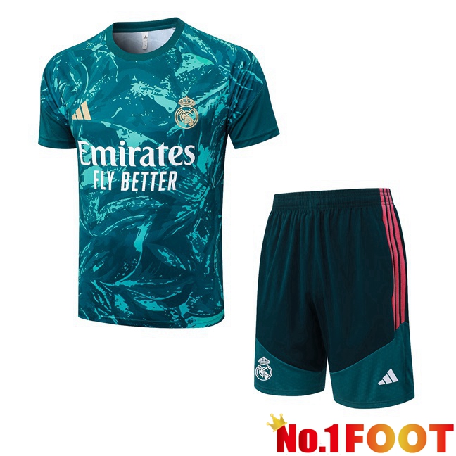 Real Madrid kit Training T Shirt + Shorts Green Blue 2026/2027