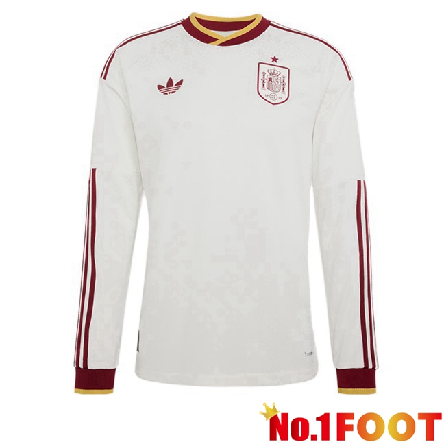 Spain Away Soccer Jersey Long sleeve White FIFA World Cup 2026