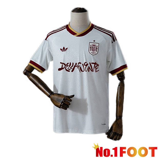 Spain Away Soccer Jersey DELLAFUENTE White FIFA World Cup 2026