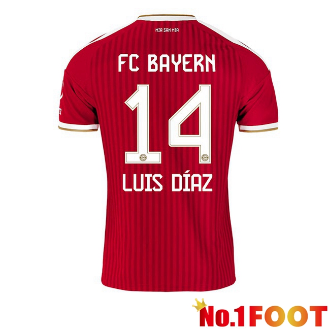 Bayern Munich (Luis Díaz 14) Home Soccer Jersey Red 2026/2027
