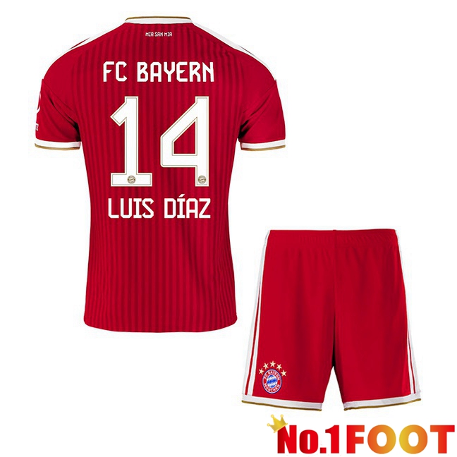 Bayern Munich (Luis Díaz 14) Kids Home Soccer Jersey Red 2026/2027