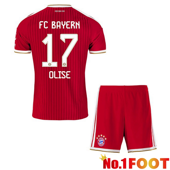 Bayern Munich (Olise 17) Kids Home Soccer Jersey Red 2026/2027