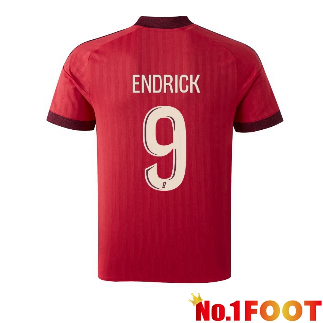 lyon OL (ENDRICK 9) Away Soccer Jersey Red 2026/2027