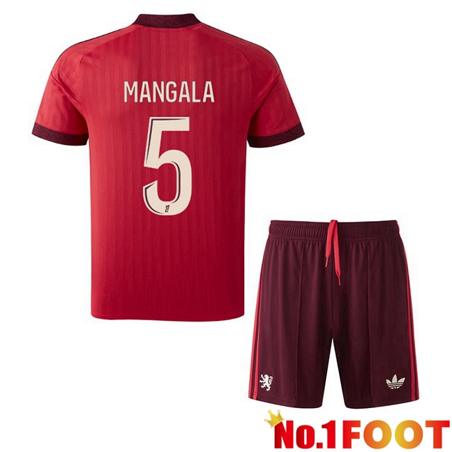lyon OL (MANGALA 5) Kids Away Soccer Jersey Red 2026/2027