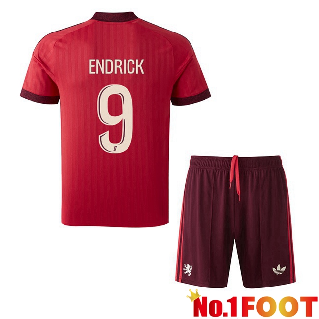 lyon OL (ENDRICK 9) Kids Away Soccer Jersey Red 2026/2027