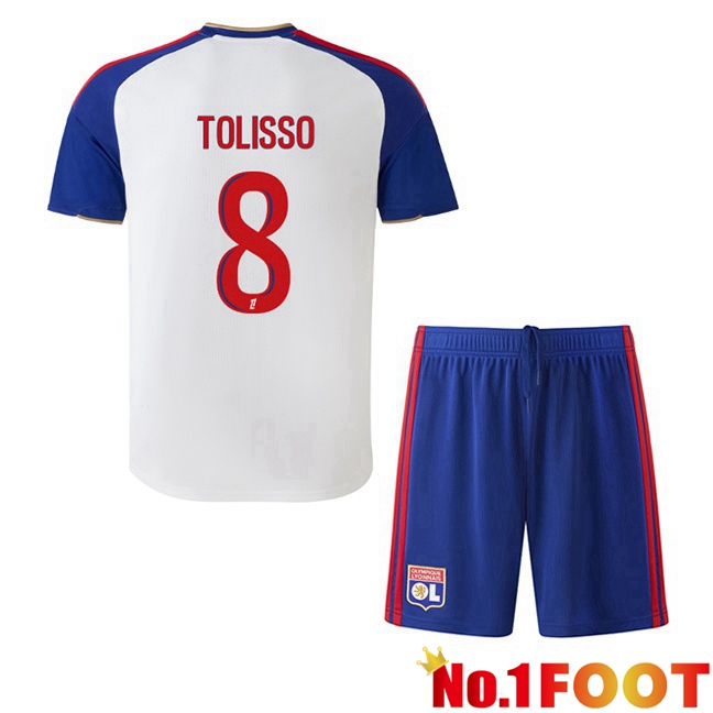 lyon OL (TOLISSO 8) Kids Home Soccer Jersey White 2026/2027