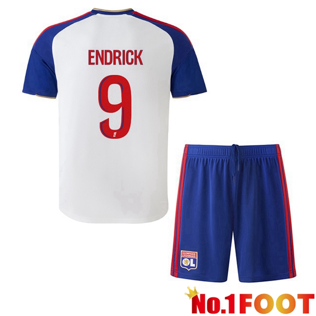 lyon OL (ENDRICK 9) Kids Home Soccer Jersey White 2026/2027