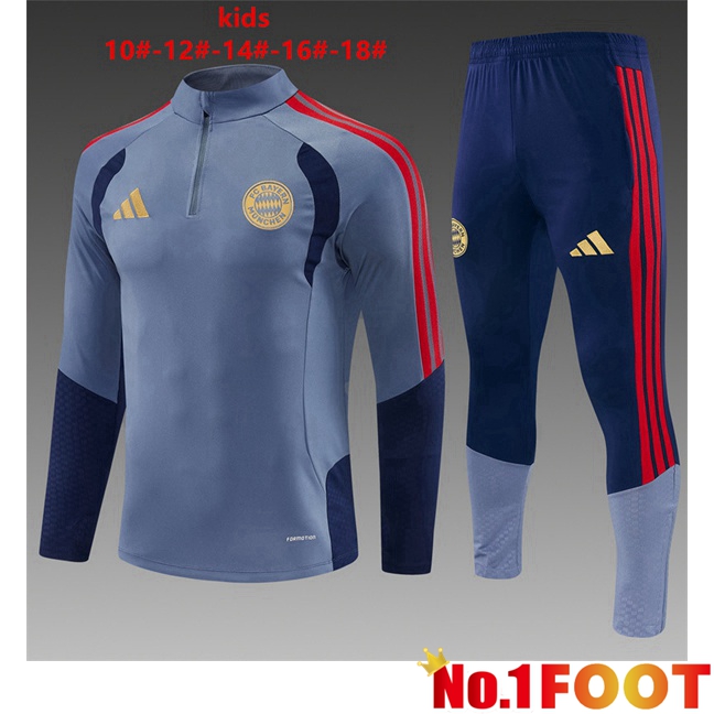 Bayern Munich Kids kit Training Tracksuit Grey 2026/2027