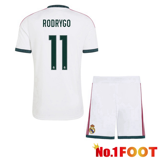 Real Madrid (Rodrygo 11) Kids Home Soccer Jersey White 2026/2027