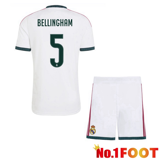 Real Madrid (Bellingham 5) Kids Home Soccer Jersey White 2026/2027