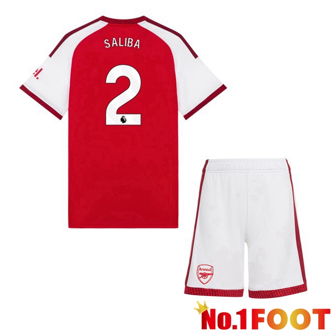 Arsenal (SALIBA 2) Kids Home Soccer Jersey Red White 2026/2027