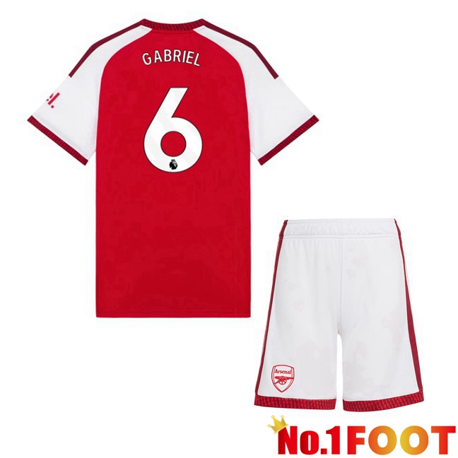 Arsenal (GABRIEL 6) Kids Home Soccer Jersey Red White 2026/2027