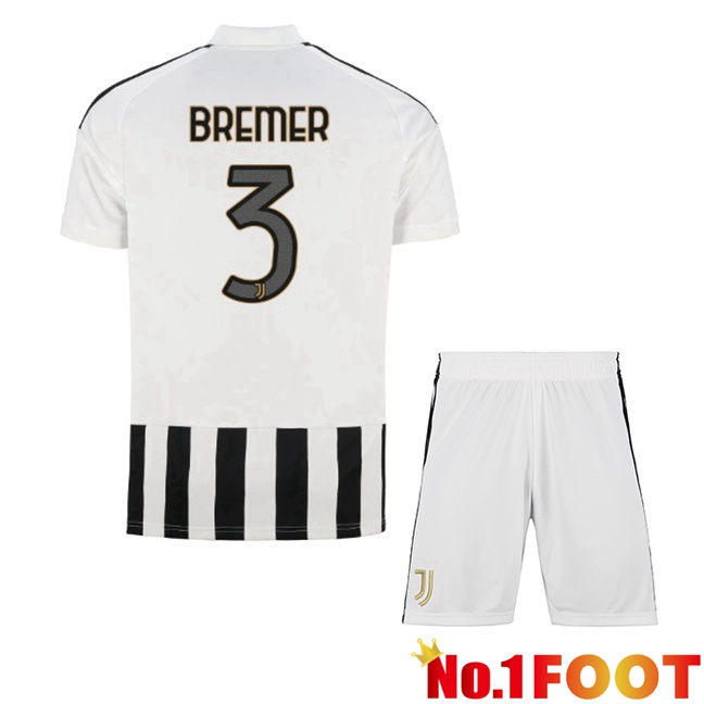 Juventus (BREMER 3) Kids Home Soccer Jersey Black White 2026/2027