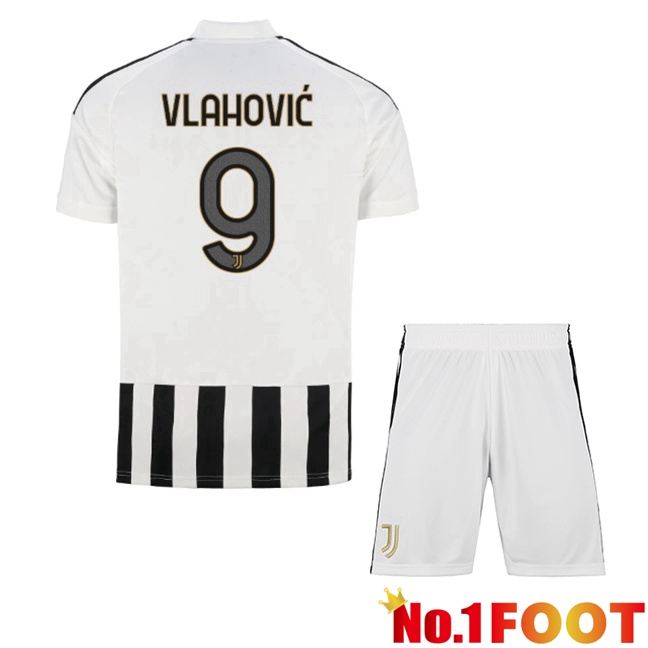 Juventus (VLAHOVIĆ 9) Kids Home Soccer Jersey Black White 2026/2027