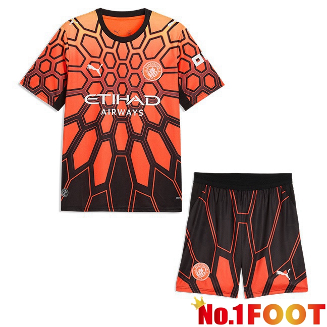 Manchester City Kids Goalkeeper Soccer Jersey Orange 2026/2027