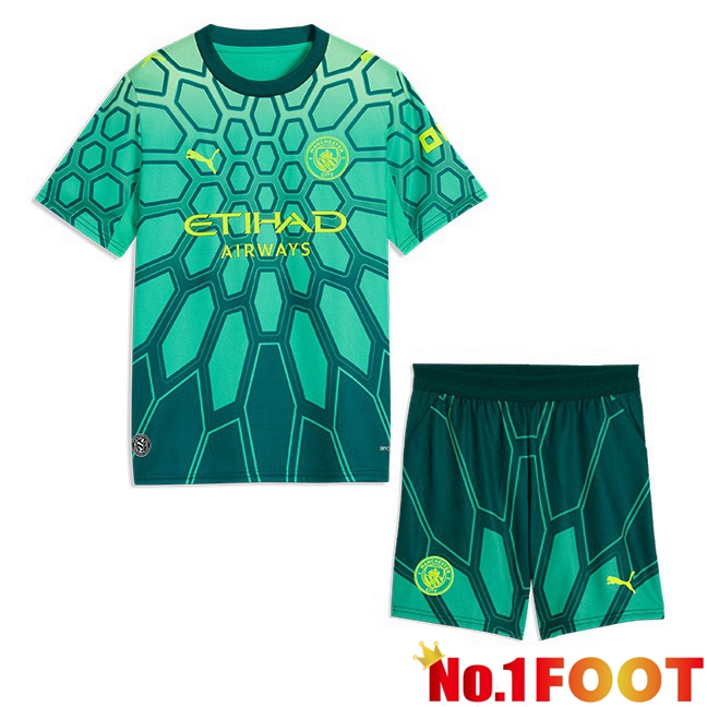 Manchester City Kids Goalkeeper Soccer Jersey Green 2026/2027