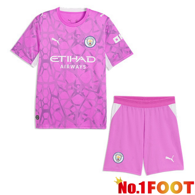 Manchester City Kids Goalkeeper Soccer Jersey Pink 2026/2027