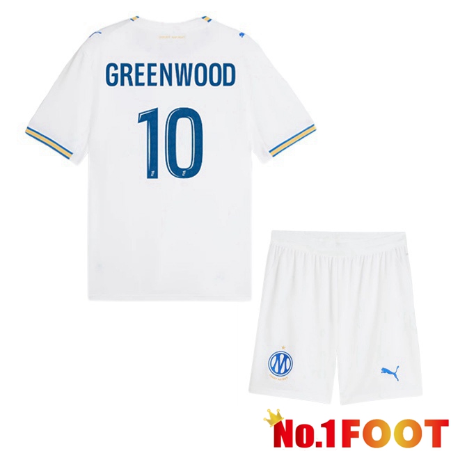 Marseille OM (Greenwood 10) Kids Home Soccer Jersey White 2026/2027