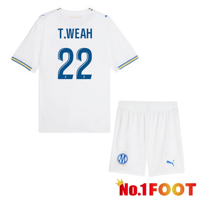 Marseille OM (T.Weah 22) Kids Home Soccer Jersey White 2026/2027